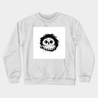 Cute Kawaii Black and White Baby Owl Peeping Out Crewneck Sweatshirt